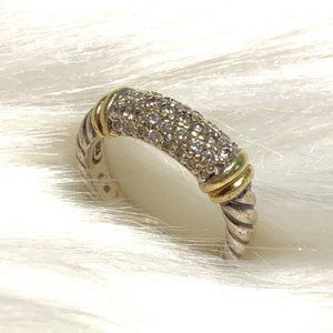 Yurman 5 row pavé diamond gold metro bar ring sz 6